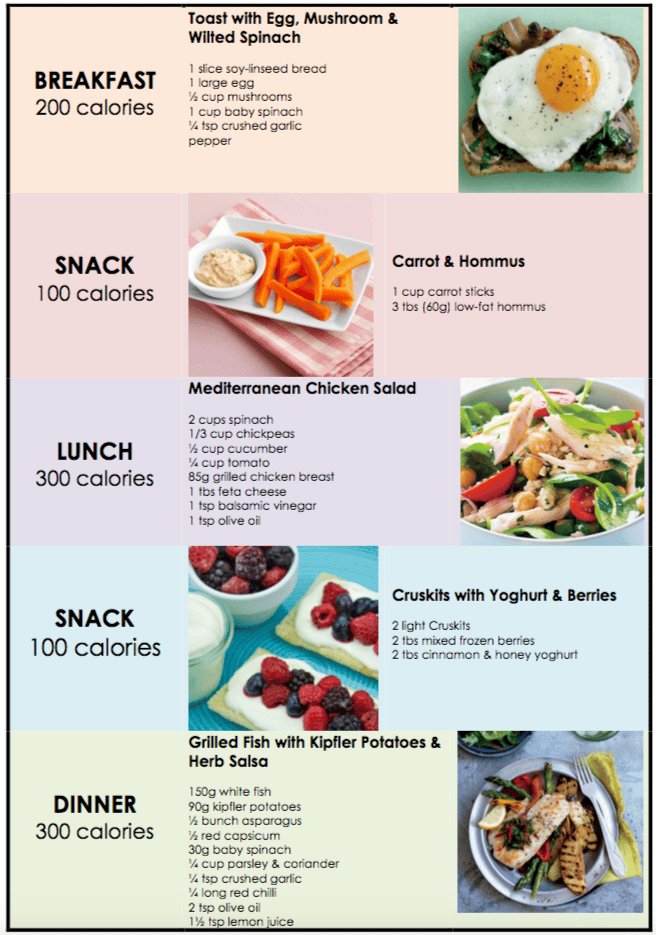 1000 calorie a day meal plan